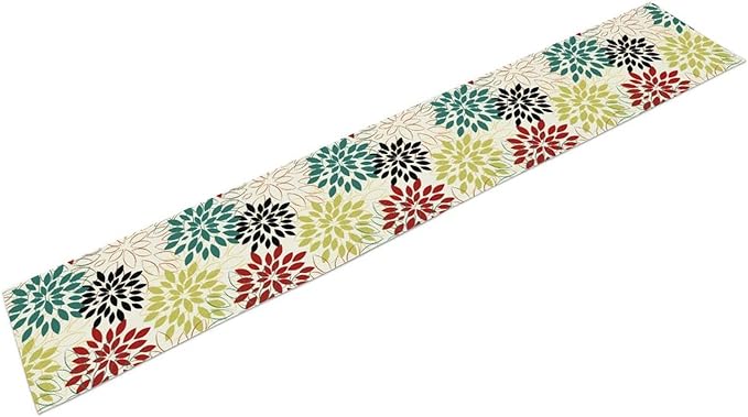 Abstract Red Dahlia Vintage Table Runner, Geometric Lines Mid Century Vintage - Image 9