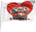 Heart Just Married Flag Banner Outdoor Indoor Decoration Flag 3x5 FT Double by Kisstarry