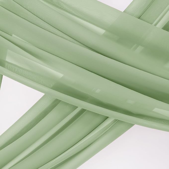Socomi Wedding Arch Draping Fabric 3 Panels 29" x 19Ft Sage Green Sheer Chiffon - Image 3