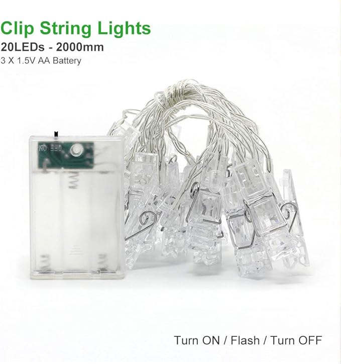 Dopheuor Photo Clip String Lights LED Fairy Clip String Lights Hanging Photo - Image 5