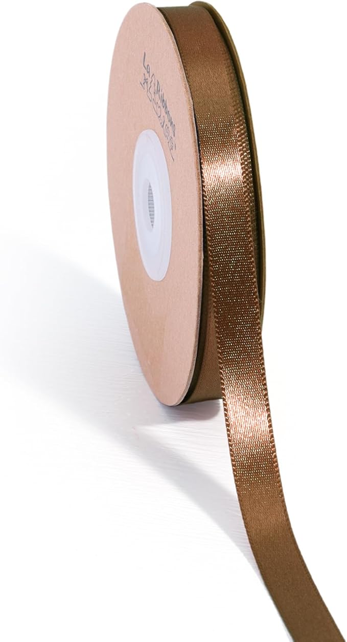 LaRibbons Brown Ribbon 3/8 Inch 25 Yards Luxury Double Faced Mocha Mousse Silk by LaRibbons