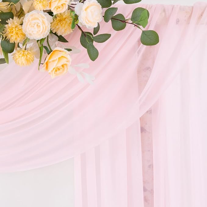 Blush Pink 2 Panels Wedding Arch Draping Fabric 29" x 20Ft Sheer Drapes Outdoor - Image 5