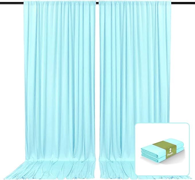 2 Panels Lake Blue Backdrop Curtain, 10 x 7 Feet Background Curtains by Zankubom