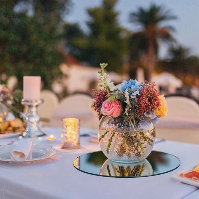 Round Mirror Centerpieces, Acrylic Circular Plates - Image 6