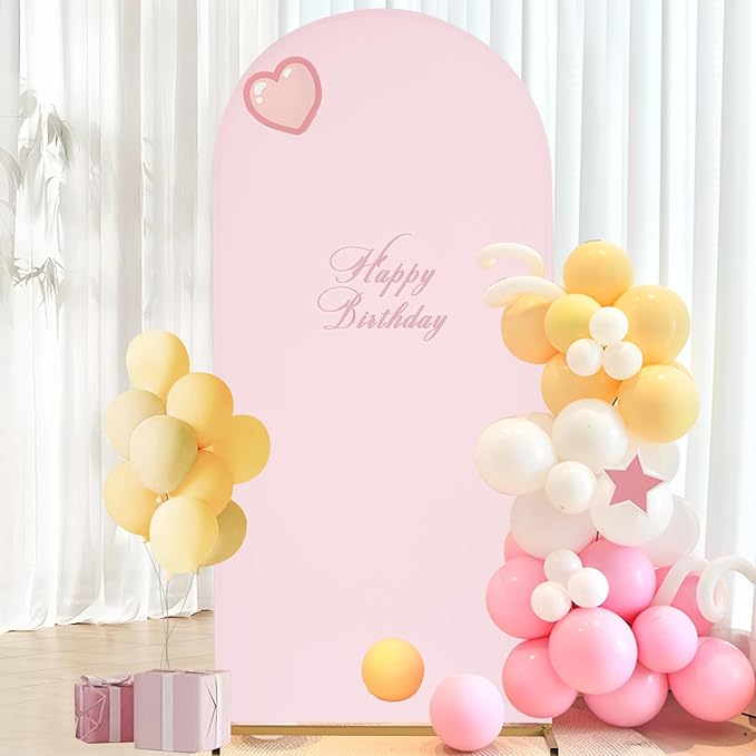SoarDream Arch Backdrop Cover Pink Spandex Fitted 5FT Pink Wedding Arch Covers by SoarDream