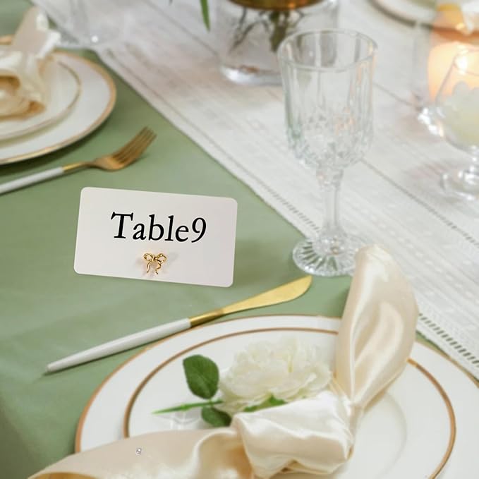 26Pcs Decorative Bow Place Card Holders Bulk Gold Name Card Stands Set Photo - Image 7