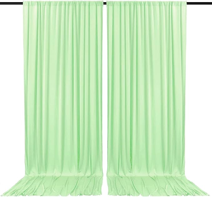 2 Panels Light Green Backdrop Curtain, 10 x 7 Feet Background Curtains by Zankubom