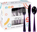 WDF 180 Pieces Black and Purple Halloween Plastic Silverware by WDF
