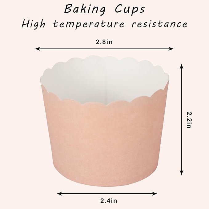 Whaline 120Pcs Orange Paper Baking Cups Scalloped Edge Cupcake Wrappers - Image 2