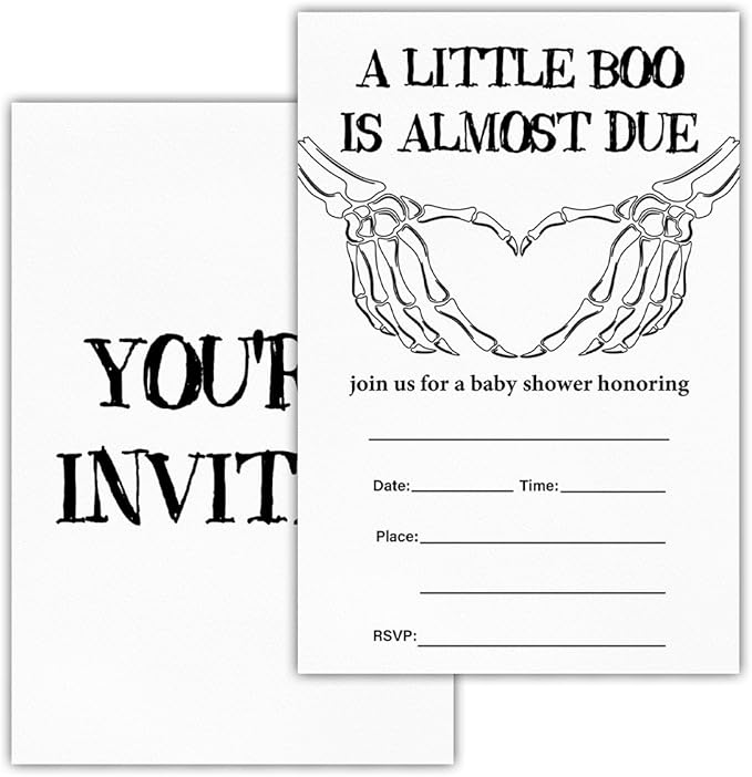 Halloween Baby Shower Party Invitations, Gothic Skeleton Spooky Baby Shower by RNYJJ