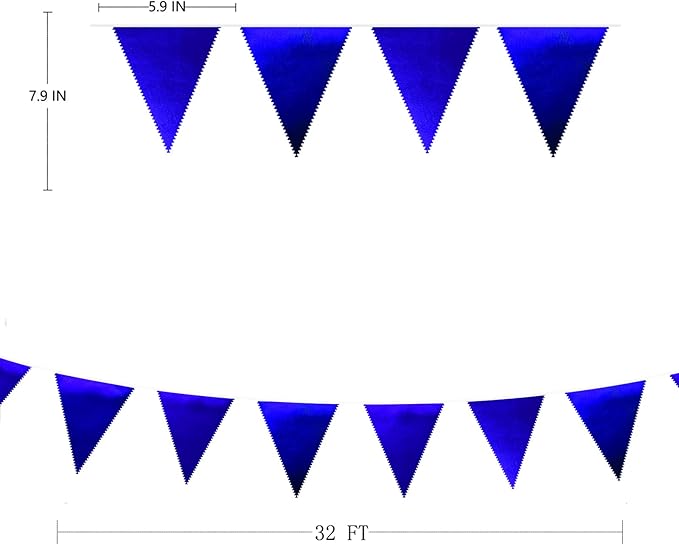 Royal Blue Party Decoration Navy Blue Triangle Pennant Banner Flag Dark Blue - Image 2