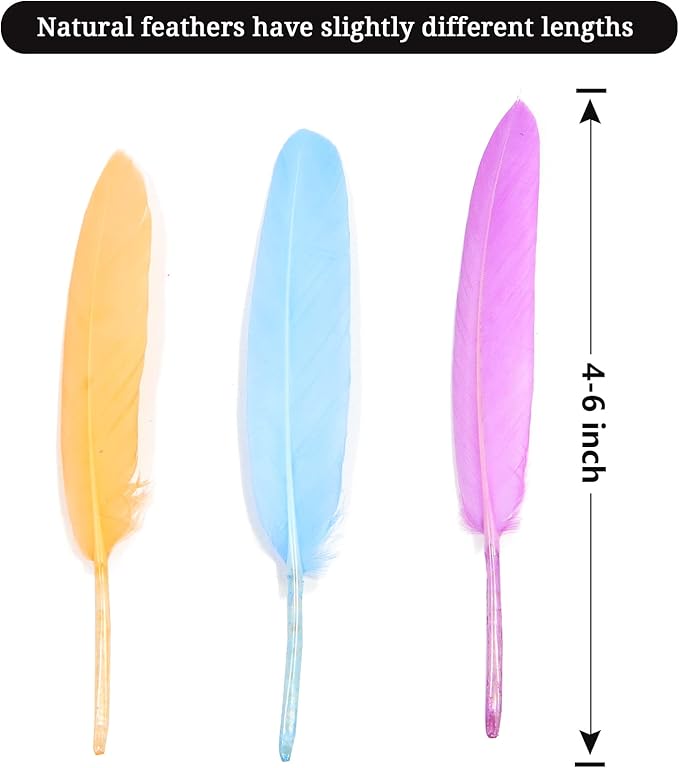 FeelfunFeather 120pcs Macaron Goose Cochettes Feather 4-6 inch 10-15cm Bulk - Image 2