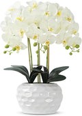 Orchid Artificial Flowers with White Vase Large Silk Faux Phalaenopsis Flowers by ABetterDayStartsHere