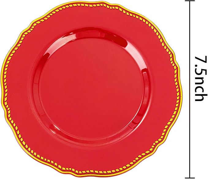 Hioasis 60pcs Red Plastic Plates - Image 6