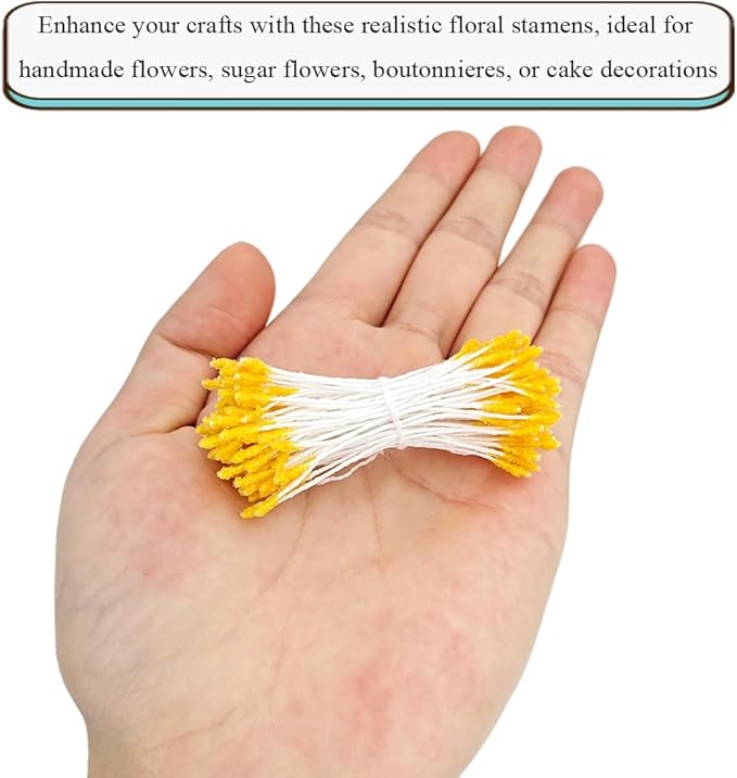 HAHIYO 700Pcs 2mm Yellow Double-Head Flower Stamen - Image 4