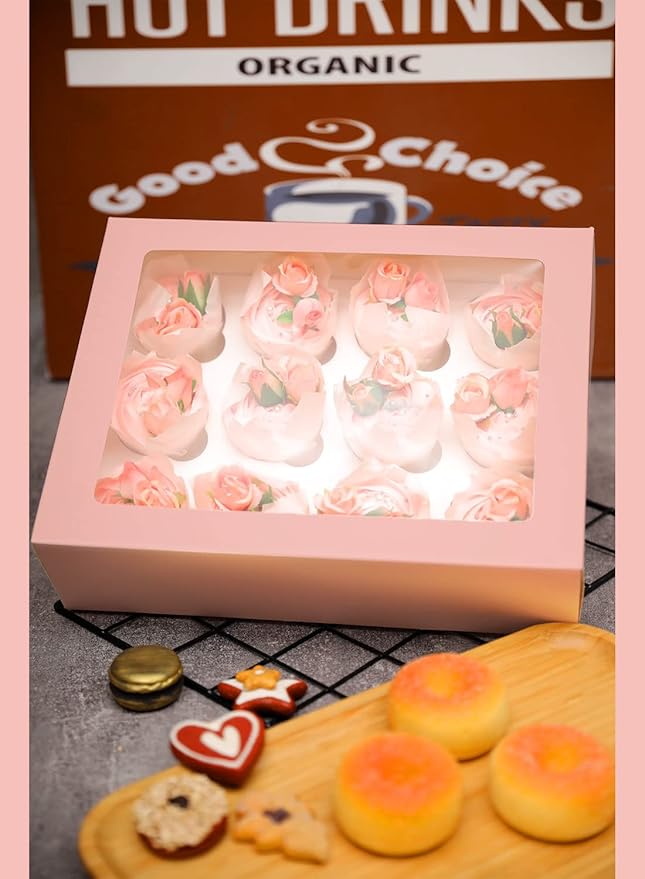 Bakepacker Auto-pop up 12 Cupcake Containers 6-Packs Pink Cupcakes Carrier - Image 6