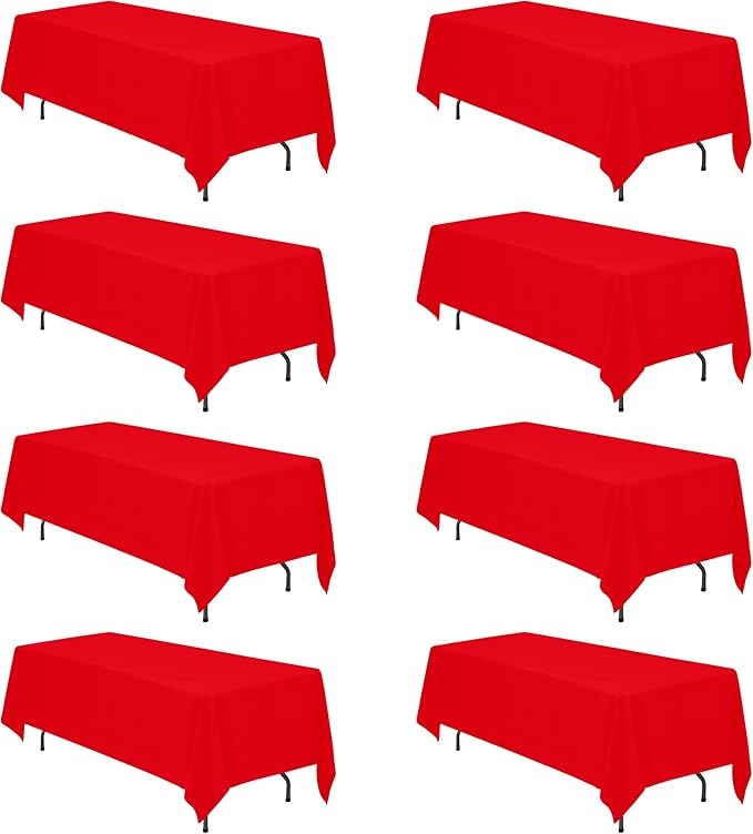 BRILLMAX 8 Pack Red Tablecloths 70 x 120 Inch by BRILLMAX