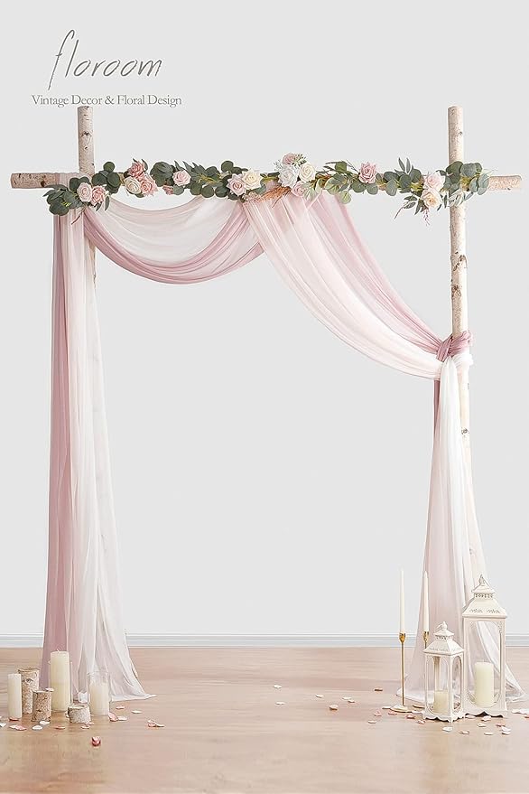 Floroom Wedding Arch Draping Fabric 3 Panels 20Ft Chiffon Fabric Drapes Arbor - Image 3