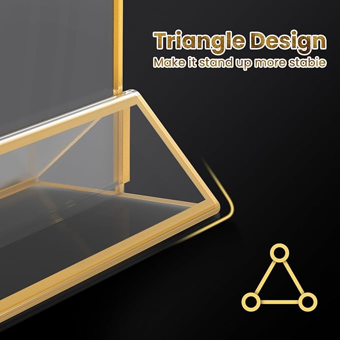 Acrylic Gold Sign Holders 4x6, 12 Pack Wedding Gold Table Number Holders - Image 9