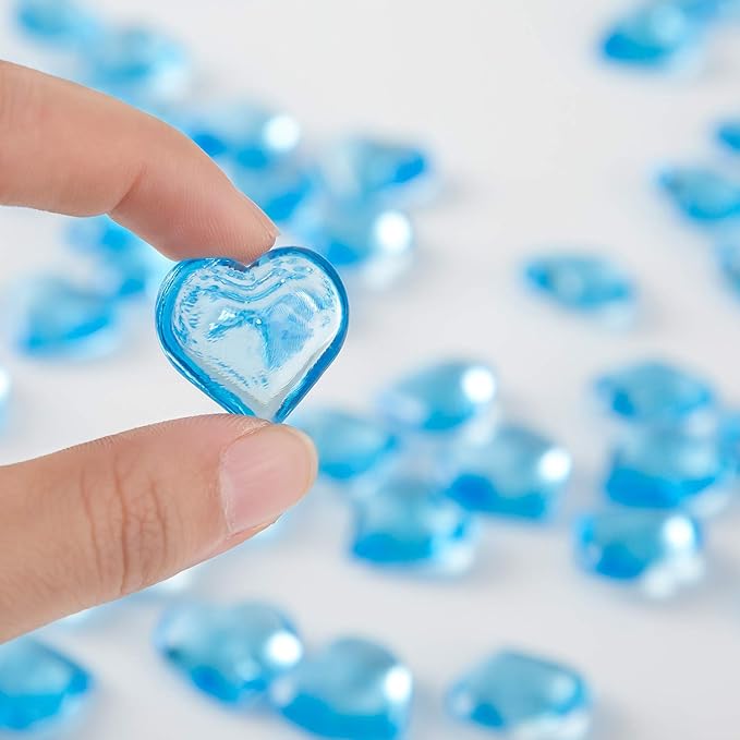 Acrylic Hearts Shaped Crystals Gems Light Royal Blue - Image 3