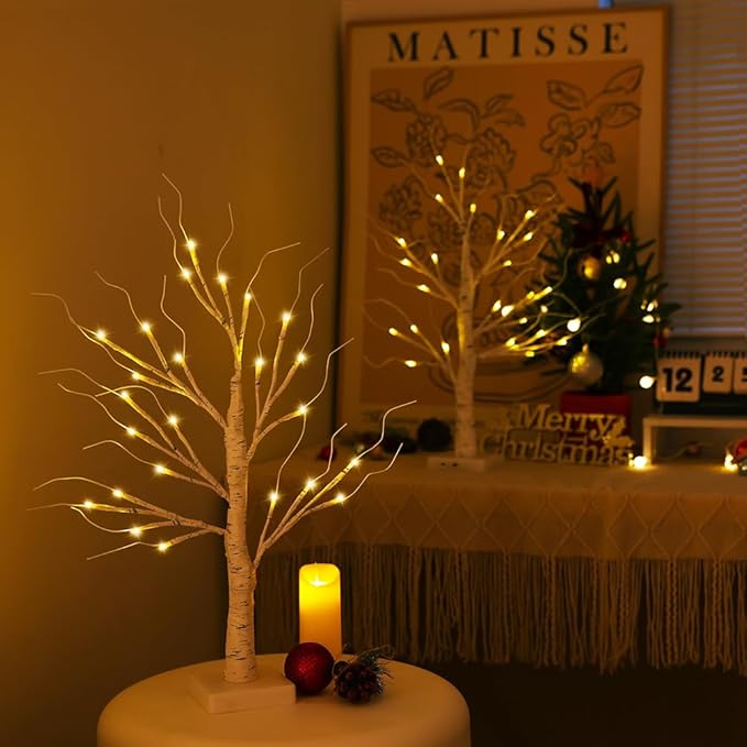 2FT Lighted Birch Tree, Christmas Decorations - Image 4
