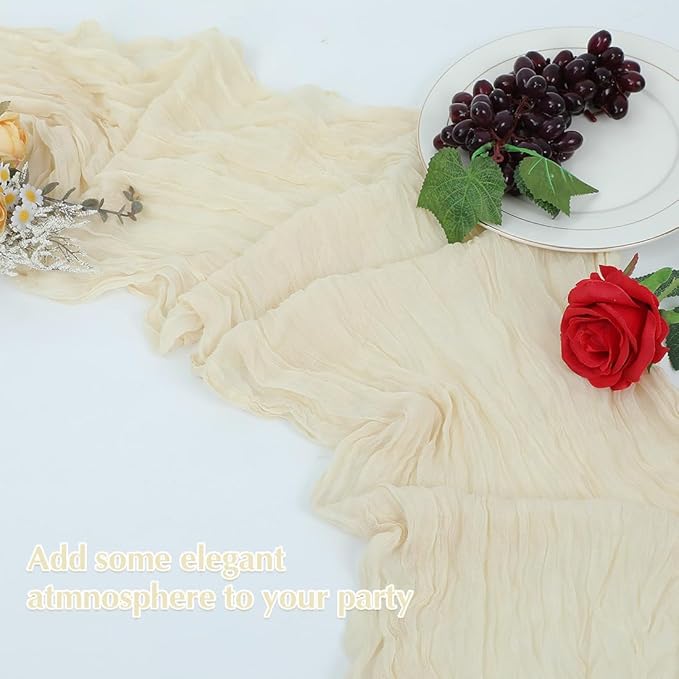 10 Pack Beige Cheesecloth Table Runner -21*120Inch Long Boho Wedding Table Decor - Image 5
