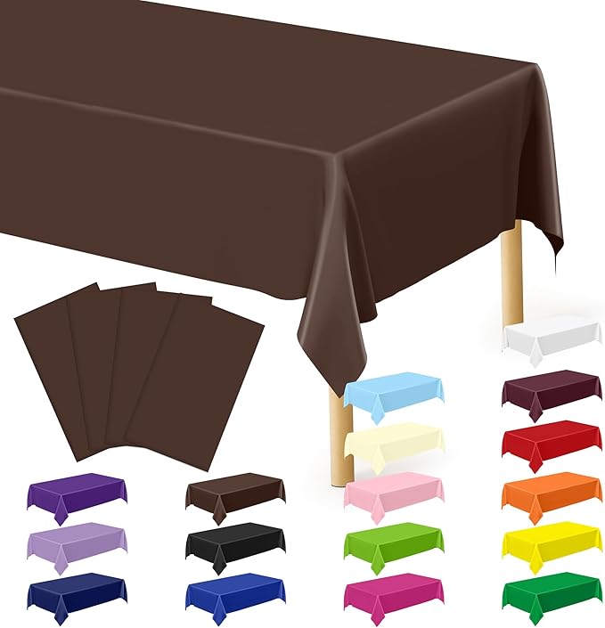 QZYL 4 PCS Plastic Table Cover, 54x108 Inches Waterproof Table Cover, by QZYL