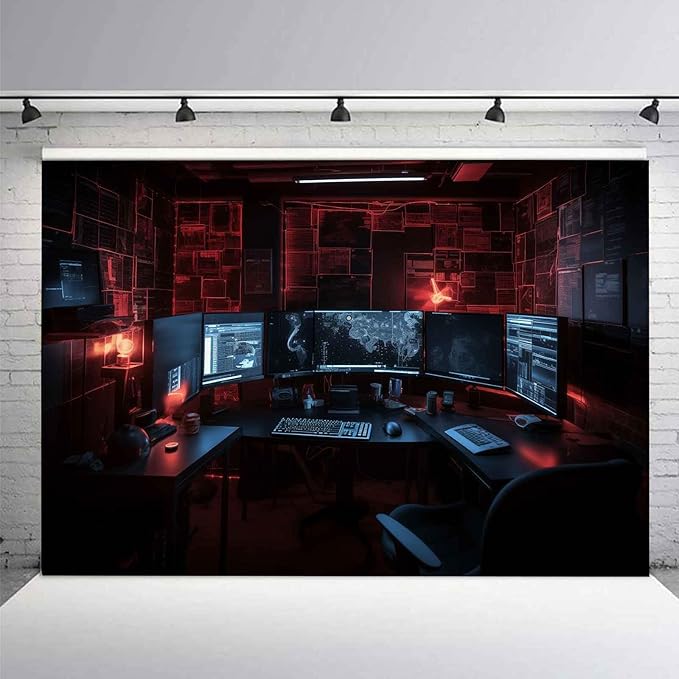 Computer Photo Backdrop Computers Hacker Room Background - Image 3