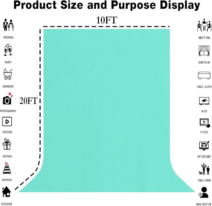 10x20FT Large Light Blue Screen Backdrop - Image 3