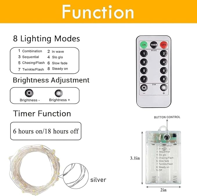 2 Pack Fairy Lights Battery Operated - Image 8