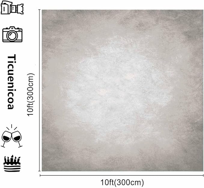 10x10ft Grey Portrait Photography Backdrops Solid Texture Abstract Photo - Image 4