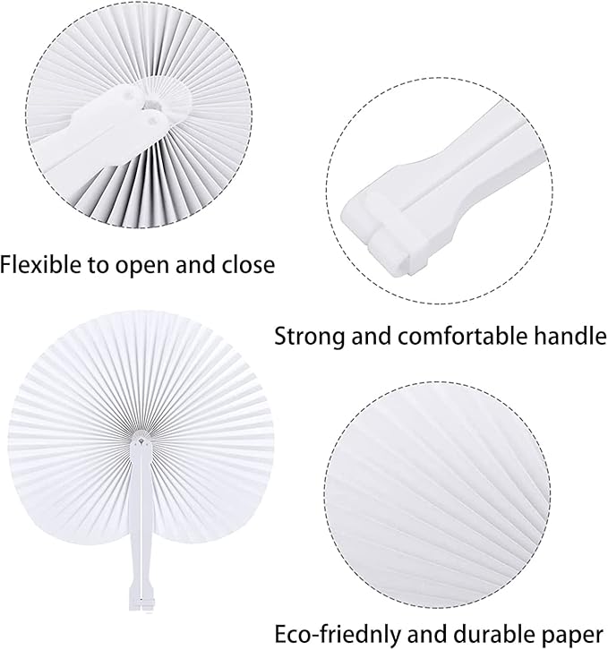 ZWIN 48 Pcs Paper Fans Wedding Paper Fans - Image 4