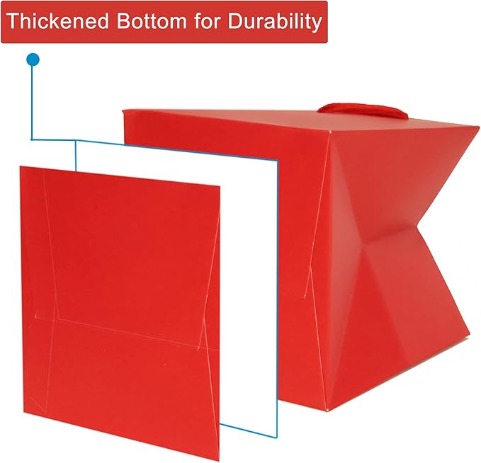 Red Paper Gift Bag Small Square Bottom Kraft Paper Bags - Image 3