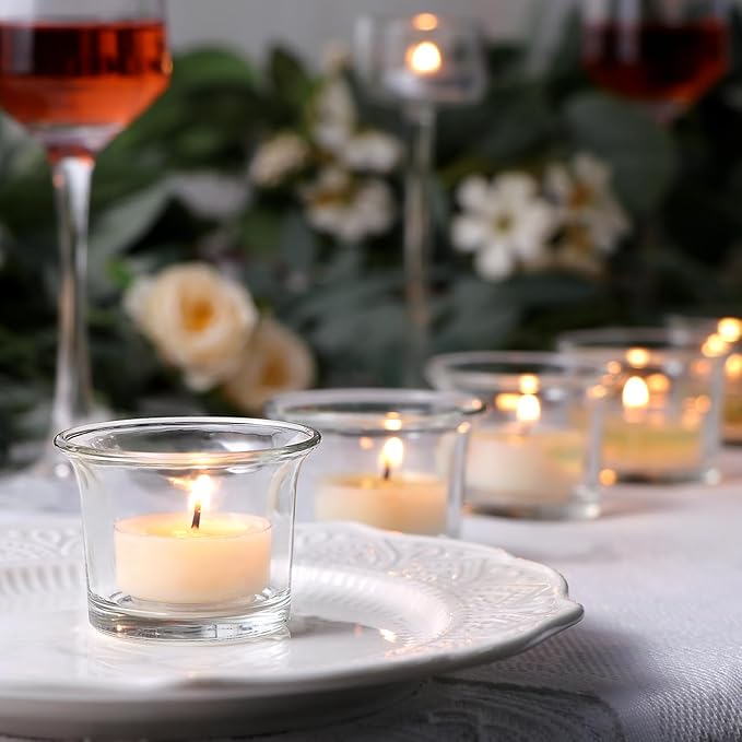 Letine Tealight Candle Holder Set of 12- Clear Glass Votive Candle Holders Bulk - Image 3