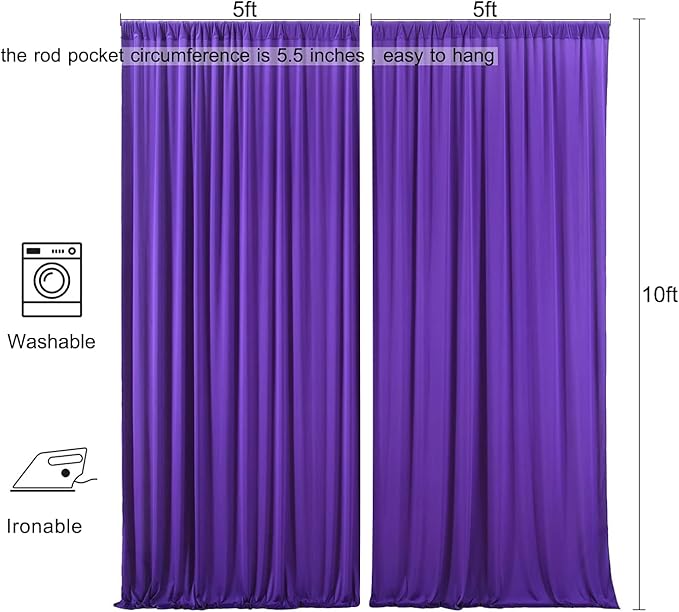 AK TRADING CO. 10 feet x 10 feet Purple IFR Polyester Backdrop Drapes Curtains - Image 6