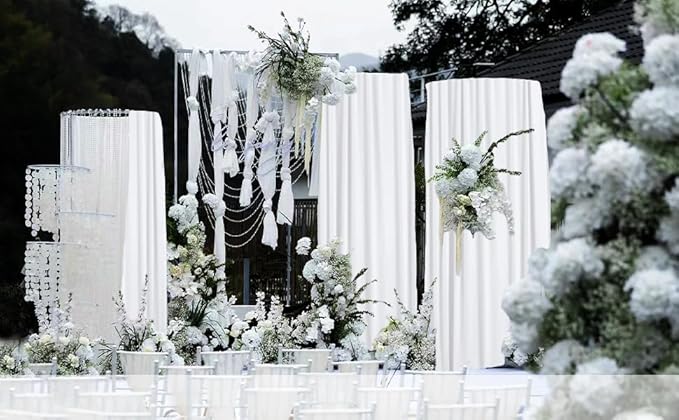 White Backdrop Curtains Wedding Background Drapes White Drapes - Image 4