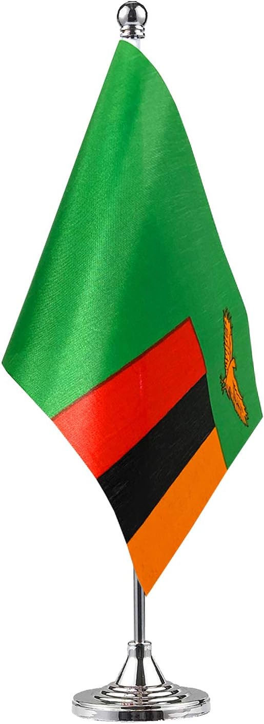 GentleGirl.USA Zambia Table Flags, Stick Small Mini Zambian Flag Office Desk by GentleGirl