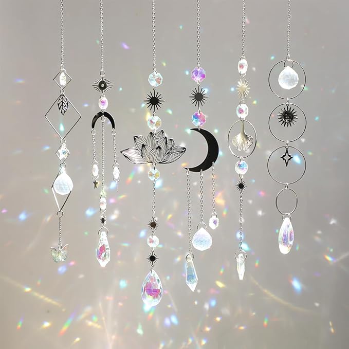 Sun Catchers, 6 Pieces Colorful Suncatchers Decorative Hanging Clear Crystal - Image 4