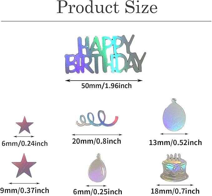 Iridescent Happy Birthday Confetti, Birthday Party Confetti Metallic Foil - Image 2