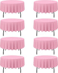 BRILLMAX 8 Pack Pink Round Tablecloths 90 Inch by BRILLMAX