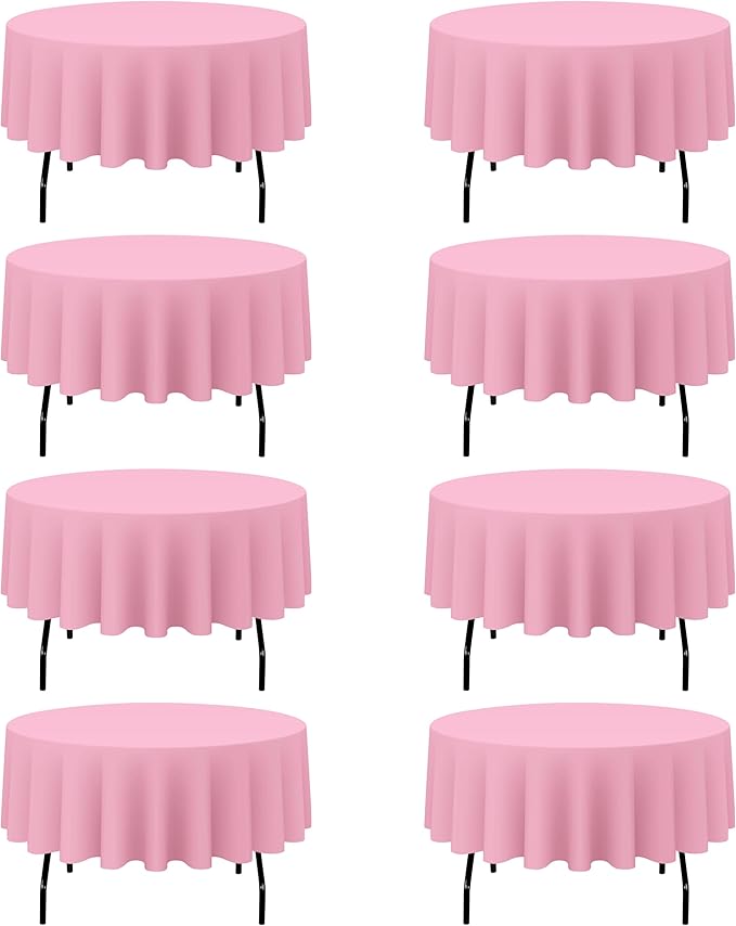 BRILLMAX 8 Pack Pink Round Tablecloths 90 Inch by BRILLMAX