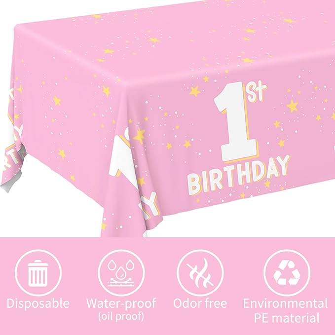 Gatherfun Baby Girl Party Supplies Set: 1st Birthday Decorations, Includes - Image 7