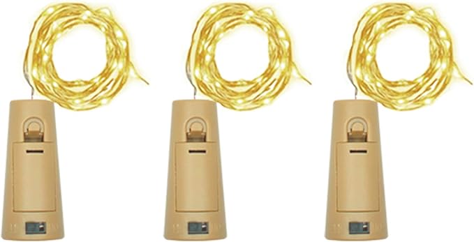 Wine Bottle Lights with Cork, Battery Operated 20 LED Cork Shape Silver Wire by LoveNite