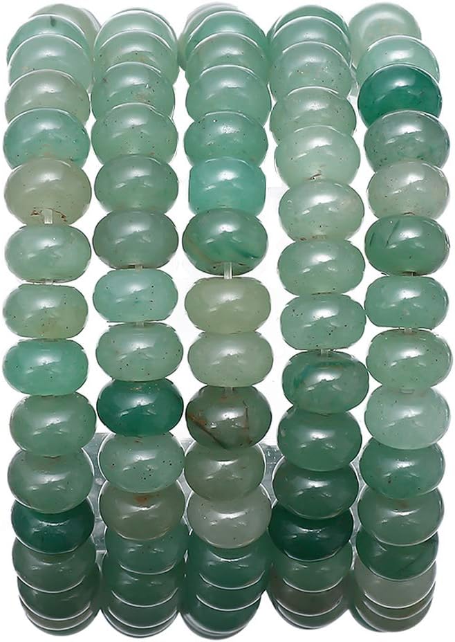 Natural Green Aventurine Jade Stone Rondelle 5x8mm Loose Semi Gemstone Beads by Beadia