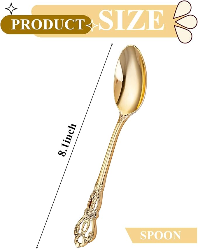 75PCS Gold Plastic Spoons - Image 2