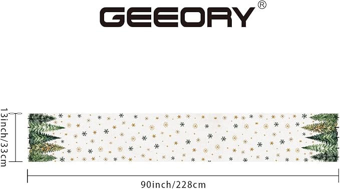 GEEORY Christmas Table Runner 13x90 Inch, Xmas Tees Snowflakes Holiday - Image 8