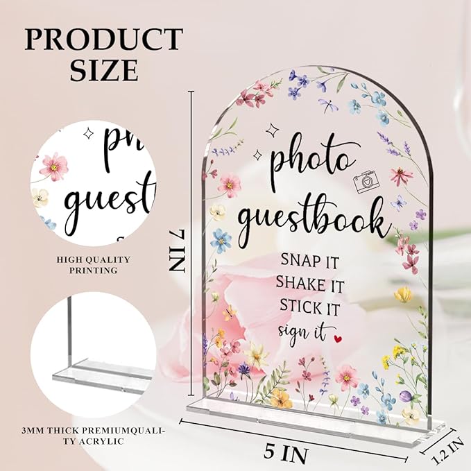 Wedding Sign Decor, Photo Guest Book Sign, 5x7 Inch Arch Acrylic, Wedding Sign - Image 4