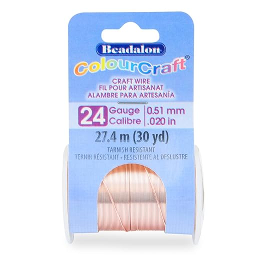 Beadalon ColourCraft Wire, 24 Gauge, Rose Gold Color Silver Plated, 30 yd Spool by Beadalon