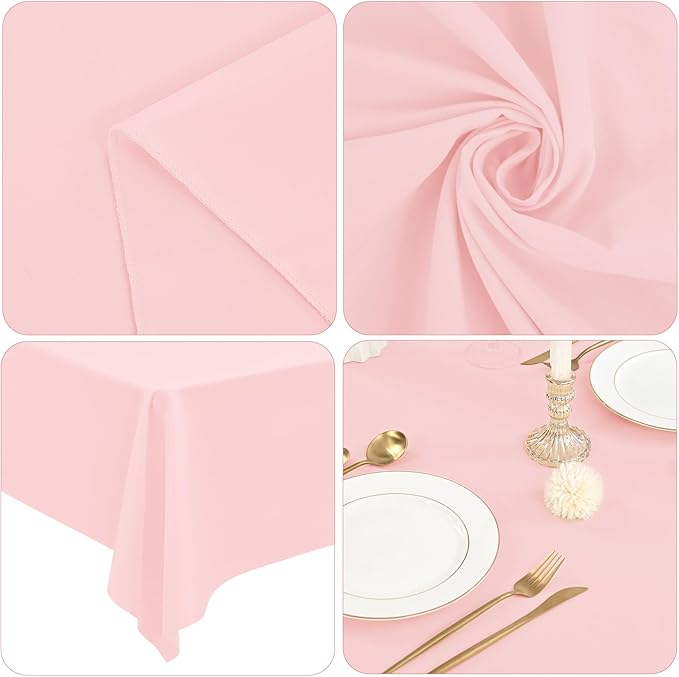 12 Pack Polyester Tablecloth 60 x 126 Inch Pink Tablecloth - Image 7
