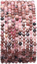 Faceted Natural Rhodochrosite Stone Round Loose Semi Gemstone Beads by Beadia